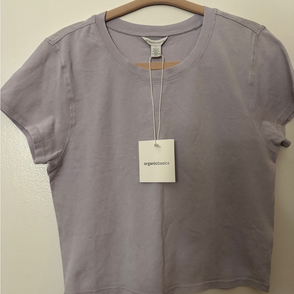 Organic Basics Tops - Organic Basics Lavender Crop Crewneck Tee